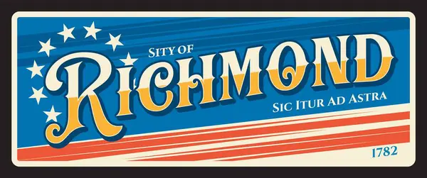 Ville Richmond États Unis Amérique Plaque Voyage Vectorielle Enseigne Vintage — Image vectorielle
