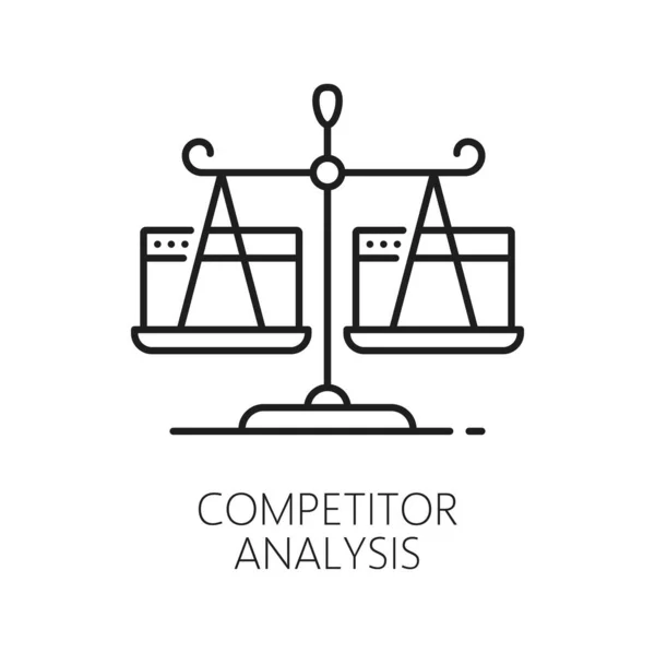 Analiza Konkurentów Ikona Audytu Internetowego Dla Optymalizacji Wyników Wyszukiwania Treści — Wektor stockowy