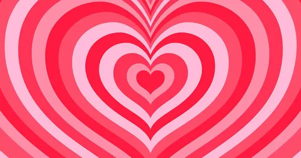 Liebe Herz Tunnel Romantischen Hintergrund Vektor Hypnotisierende Herzförmige Dimensionale Schichten — Stockvektor