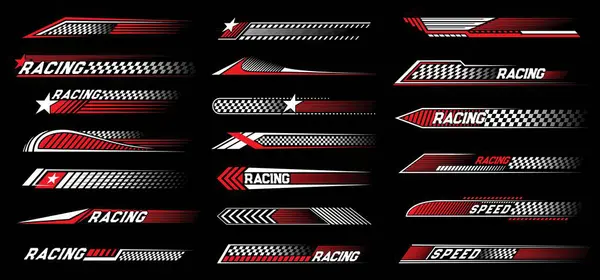 Red Race Sport Car Stripe Stickers Racing Line Decals Vector — Stock Vector