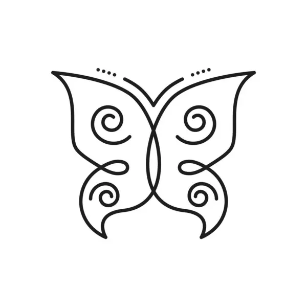 Αφηρημένη Σγουρή Εικόνα Περιγράμματος Πεταλούδας Αφηρημένο Αποτύπωμα Bug Εικονόγραμμα Περίγραμμα — Διανυσματικό Αρχείο
