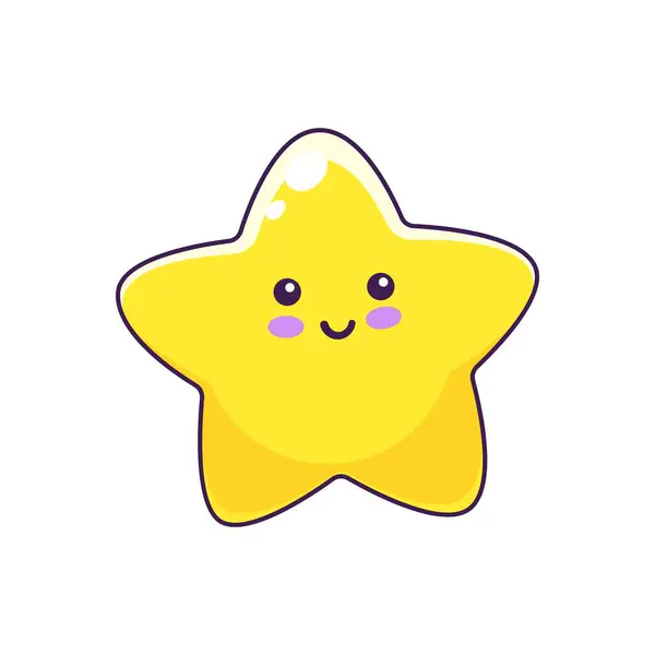 Cartoon Roztomilý Emoji Legrační Třpyt Kawaii Hvězda Charakter Hvězdná Nálepka — Stockový vektor
