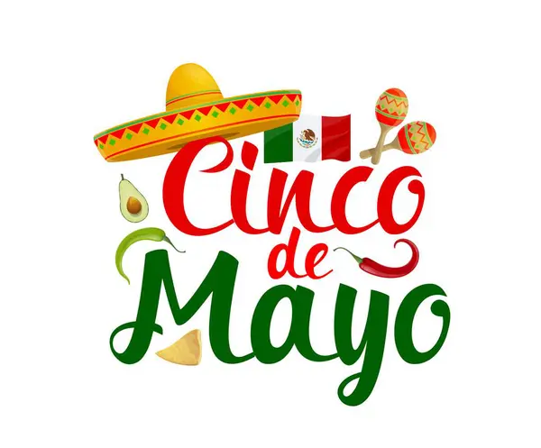 Cinco Mayo Mexikanisches Shirt Mit Druck Vereinzelte Vektor Embleme Mit — Stockvektor