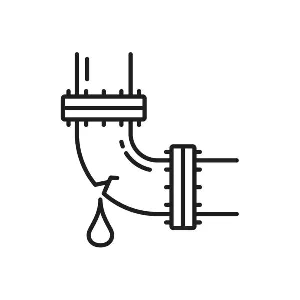 Sanitär Service Symbol Mit Gebrochenem Abwasserrohr Sanitär Wartung Umriss Symbol — Stockvektor