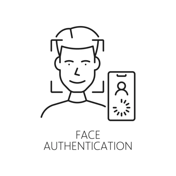 Icono Contorno Autenticación Facial Para Reconocimiento Biométrico Verificación Vector Línea — Vector de stock