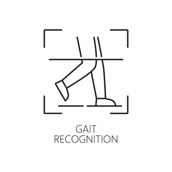 Gait Recognition Outline Icon Isolated Vector Linear Sign Features Simplified — Stock Vector