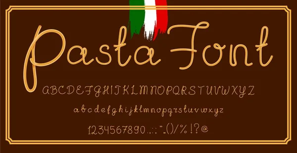 Italian Pasta Font Type Realistic Spaghetti Typeface English Alphabet Vector — Stock Vector