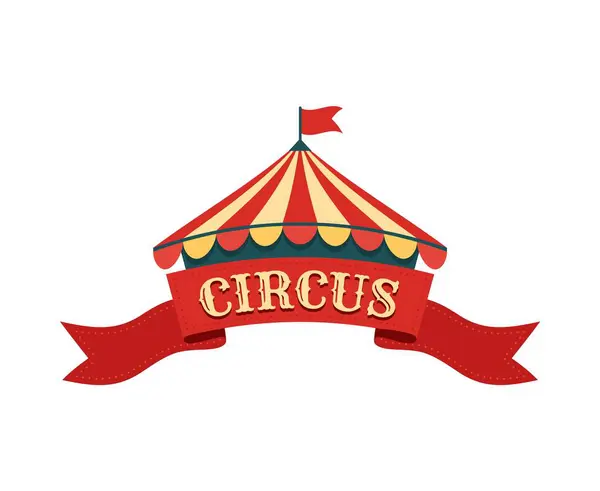 Cartel Circo Tienda Retro Letrero Carnaval Vintage Con Carpa Colorida — Vector de stock