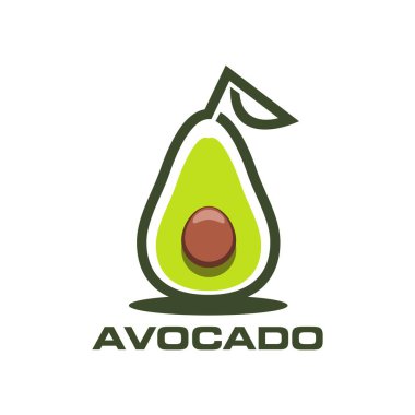 Avokado çiftliği, gıda ürünleri veya vejetaryen mutfağı için meyve suyu ve yağ ikonu, vektör sembolü. Sebze pazarı veya sebze dükkanı ve yeşil market tabelası için yarım yamalak kesilmiş avokado.