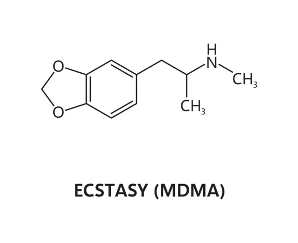 Organic Drug Molecule Structure Synthetic Ecstasy Mdma Formula Synthetic Drug — Stock Vector