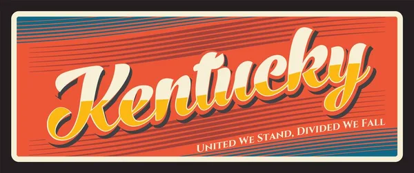 Kentucky Plaque Voyage Rétro États Américains Panneau Vectoriel Vintage Enseigne — Image vectorielle