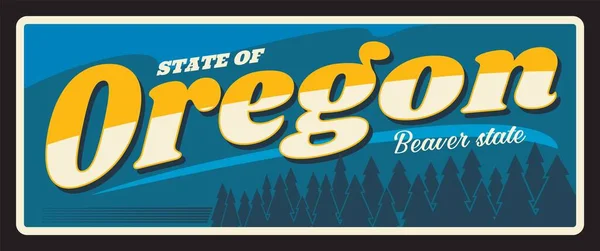 Oregon Állam Régi Tábla Fémlemez Oregon Plakk Hód Állam Szimbólum — Stock Vector