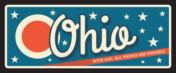Ohio États Unis Plaque Voyage Rétro État Panneau Rétro Carte — Image vectorielle