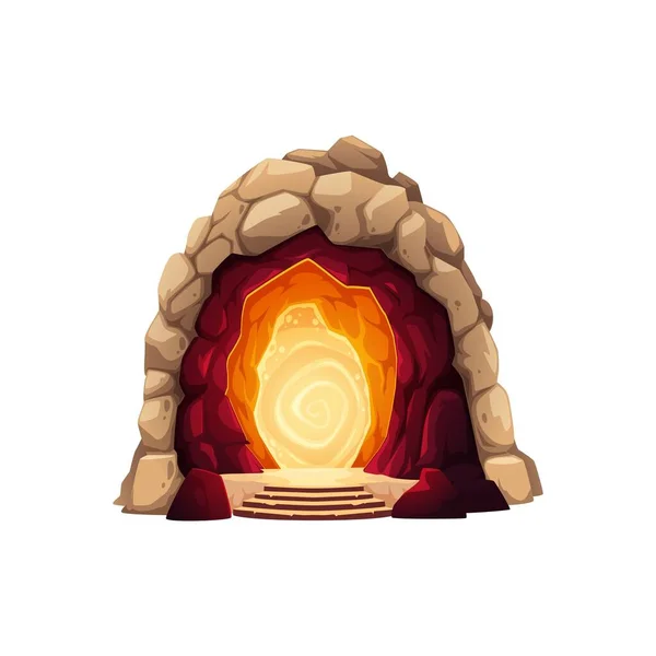 Portal Door Fantasy Game Magic Gate Stone Rock Arch Cartoon — Stock Vector