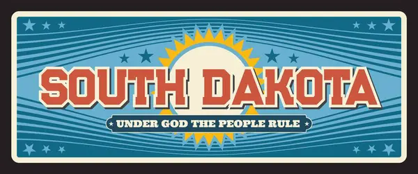 South Dakota Usa State Plate Tourist Destination United Americans North — Stock Vector