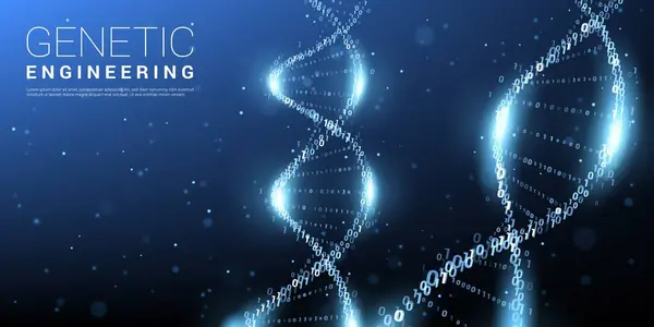 Digital Dna Binary Molecular Genome Code Vector Scientific Banner Futuristic — Stock Vector