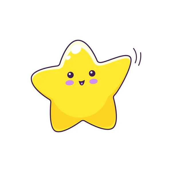 Tecknad Rolig Emoji Söt Glimt Kawaii Stjärna Karaktär Rolig Stjärna — Stock vektor