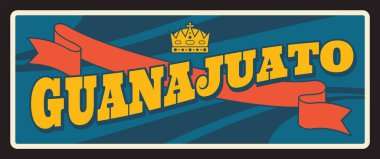 Guanajuato, vektör kutusu işareti, Meksika plakalı. Özgür ve Egemen Guanajuato Eyaleti, Meksika işareti. Klasik tipografili Meksika plaketi, Kuzey Amerika seyahat hedefi bellek plakası