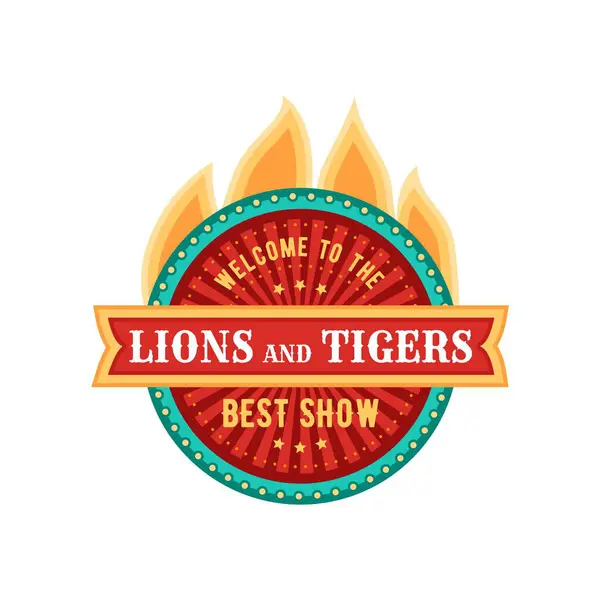 Señal Circo Tienda Retro Letrero Carnaval Vintage Bienvenido Lions Tigers — Archivo Imágenes Vectoriales