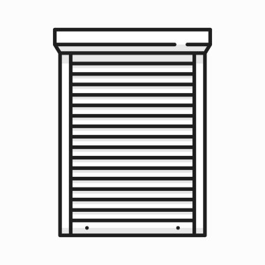 Pencere perdesi paten, kapalı jaluzi perdeleri izole edilmiş dış hat simgesi. Vektör güneş kör, Venedik yatay jaluzisi