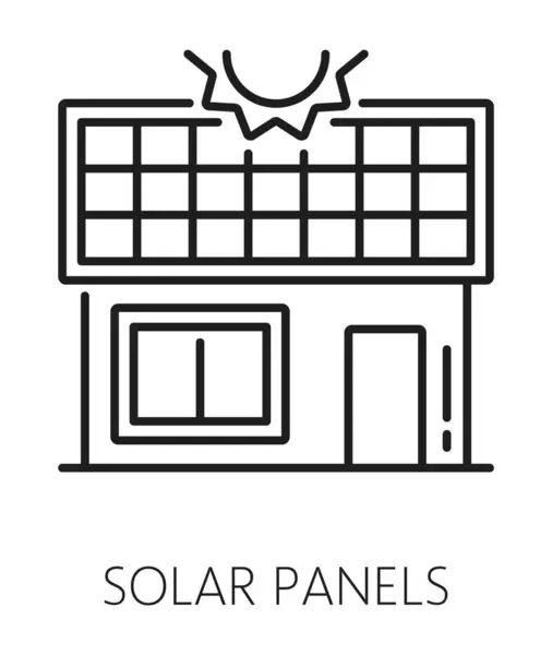 Icono Inmobiliario Paneles Solares Símbolo Servicio Instalación Casa Sistema Autónomo — Vector de stock