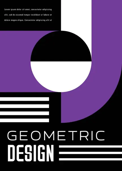 Moderne Abstracte Poster Met Bauhaus Geometrisch Patroon Vectorcover Achtergrond Paars — Stockvector