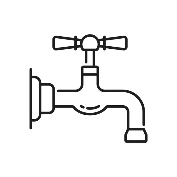 Tap Mutfak Banyo Sıkıştırma Musluğu Ince Çizgi Simgesi Küvet Musluğu — Stok Vektör