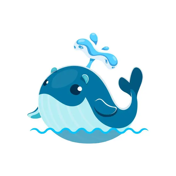 Cartoon Cute Kawaii Whale Character Sea Animal Kids Isolated Vector — Stock Vector