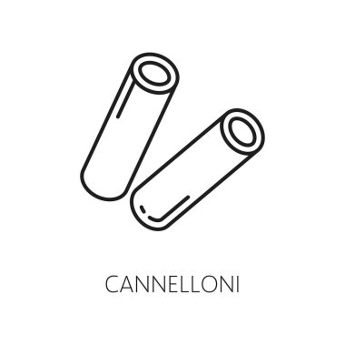 Et ya da sebzeyle doldurulmuş Cannelloni makarna ruloları izole edilmiş taslak ikon. Vector canneroni cannaroni, cannoli crusetti ham topları.