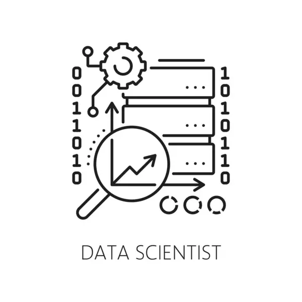 Data Scientist Specialist Icon Web Statistics Analysis Website Informatics Line — Stock Vector
