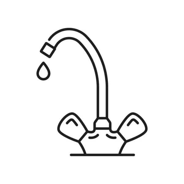 Tap Mutfak Banyo Sıkıştırma Musluğu Ince Çizgi Simgesi Banyosu Musluğu — Stok Vektör