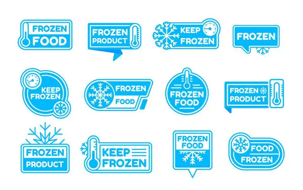Frozen Logo Icons Cold Product Label Badge Isolated Vector Set — Stock Vector