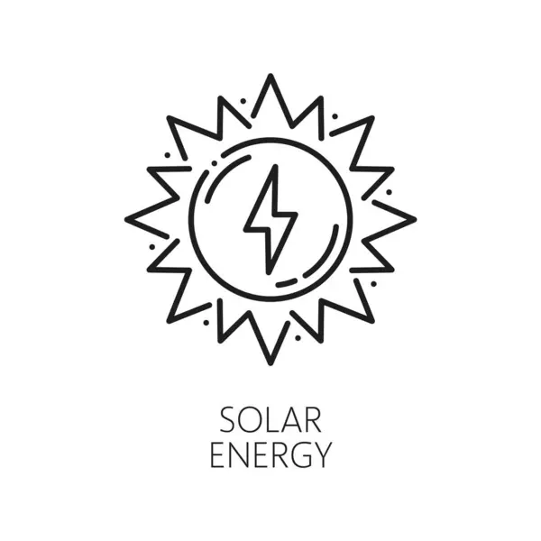 Energía Solar Verde Energía Ecológica Limpia Icono Línea Delgada Industria — Vector de stock