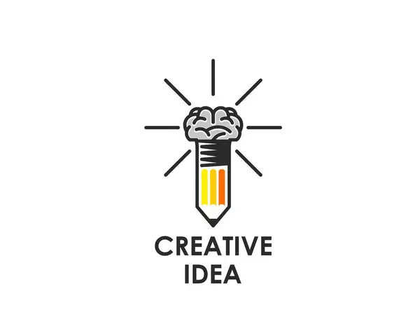 Kreatywna Ikona Ołówka Pomysłu Burza Mózgów Edukacja Projektowanie Izolowany Symbol — Wektor stockowy