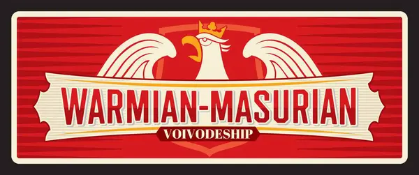 Warmian Masurian Polish Voivodeship Plate Travel Sticker Vector Vintage Banner — Stock Vector
