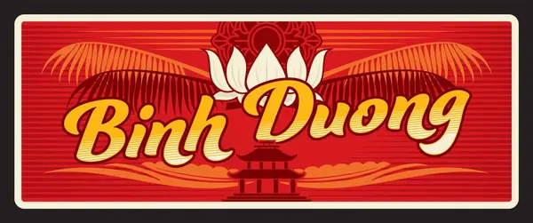 Binh Duong Provincie Vietnam Vietnamees Grondgebied Vector Reisbord Vintage Tinnen — Stockvector