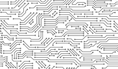 Anakart dikişsiz kalıp ya da bilgisayar devre kartı, mikroçip dokusunun vektör arkaplanı. Ana kart ya da devre kartı deseni ya da bilgisayar çipi teknolojisi ya da yonga seti işlemci geometrik çizgileri