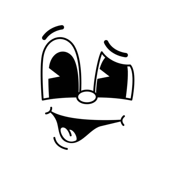 Kreslený Legrační Mrk Oko Komické Groovy Tvář Emoce Retro Roztomilý — Stockový vektor