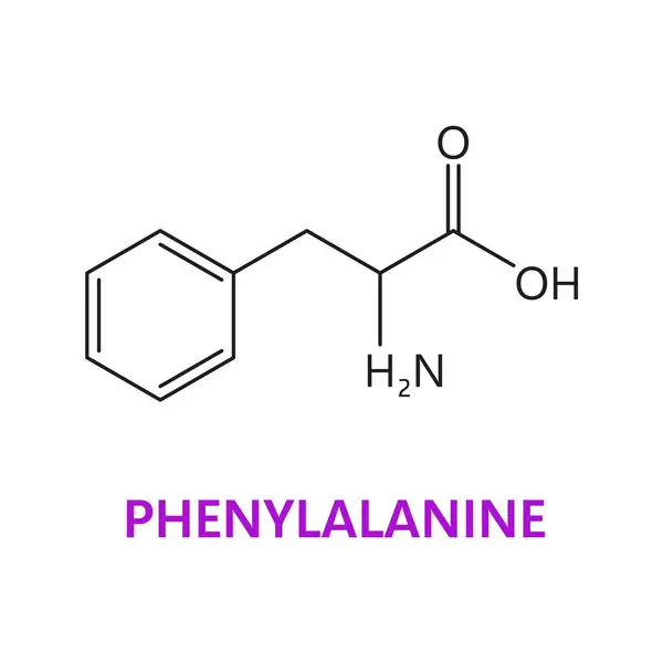Αμινοξύ Φαινυλαλανίνη Χημικός Τύπος Και Βασική Δομή Φορέα Αλυσίδας Μελέτη — Διανυσματικό Αρχείο