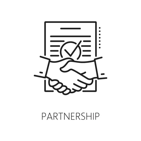Partnership Line Icon Isolated Vector Monochrome Linear Sign Depicting Two Stock Illustration