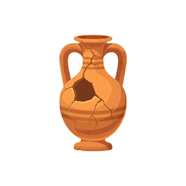 Ancient Broken Vase Pottery Old Ceramic Cracked Pot Jug Isolated — Stock Vector