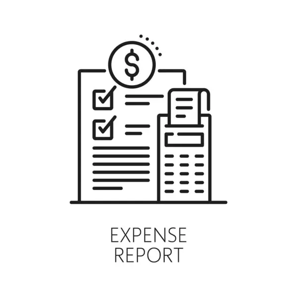 Expense Report Line Icon Financial Analysis Tax Revenue Budget Outline — Stock Vector