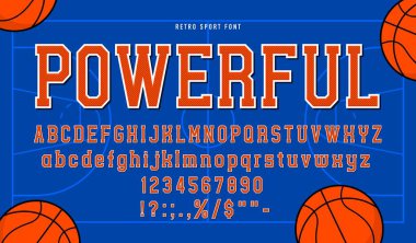 American college font or sport jacket type for basketball typeface or baseball, vector alphabet characters. American college font letters of sport team jacket or rugby training t-shirt uniform print clipart