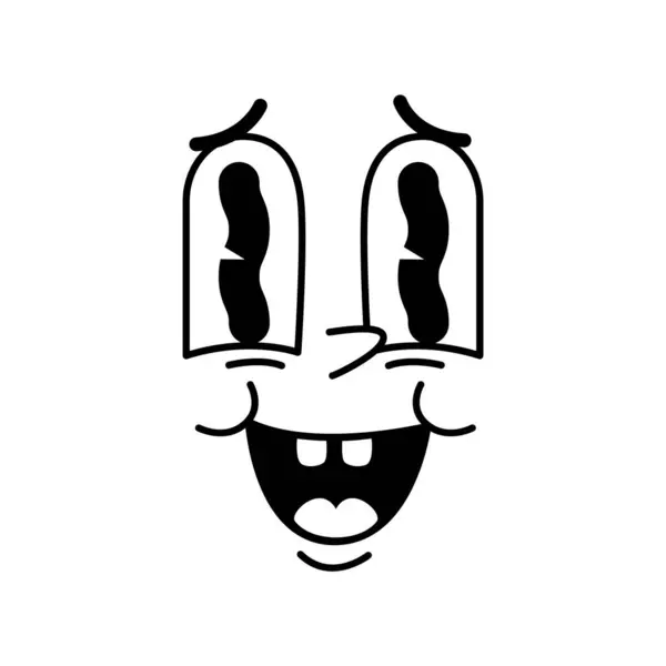 Cartoon Funny Comic Groovy Wow Face Emotion Retro Cute Emoji — Stock Vector