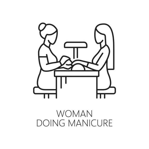 Icône Service Manucure Ongles Avec Maître Client Cosmétologie Manucure Pédicure — Image vectorielle