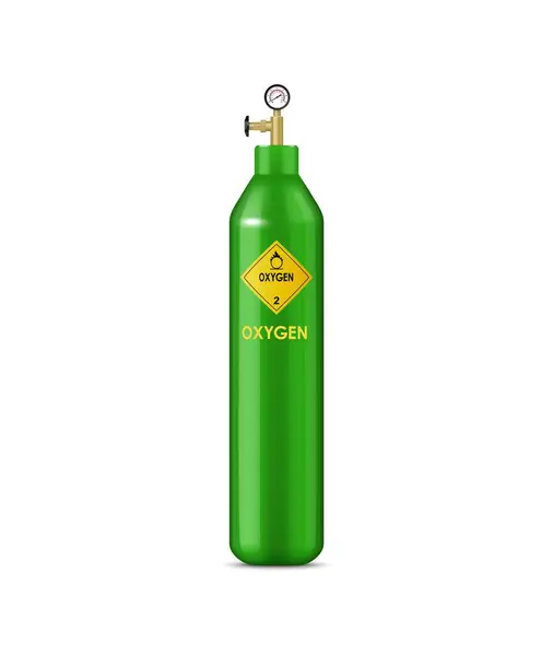 Realistic Oxygen Gas Cylinder Compressed Gas Metal Balloon Isolated Vector — Stock Vector