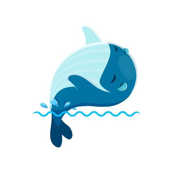 Dessin Animé Mignon Personnage Baleine Kawaii Drôle Animal Marin Mignon — Image vectorielle