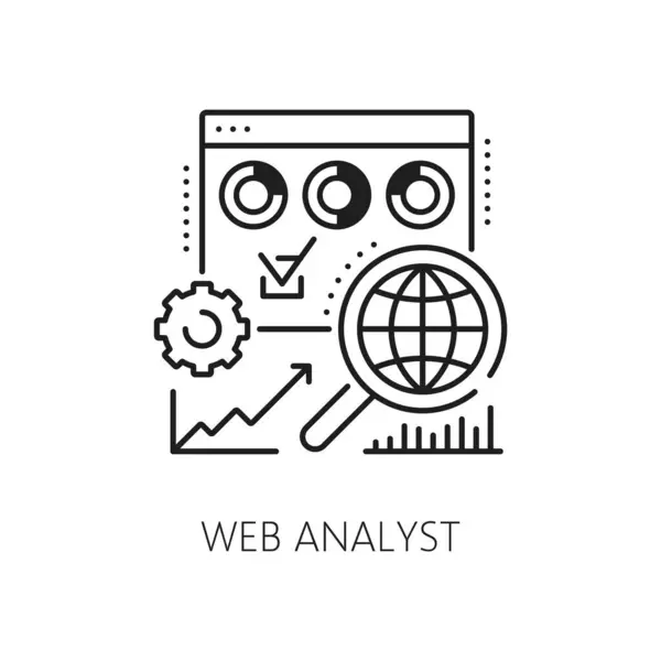 Web Analyst Specialist Icon Data Management Analysis Web Project Report — Stock Vector