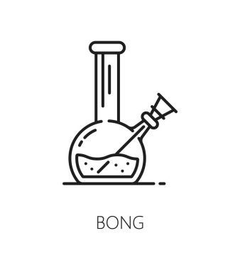 Esrar, marihuana marihuanası için esrar ikonu, vektör sembolü. Tıbbi esrar ya da kenevir ilaç özütü, tüttürme nargilesi ya da şişe piposu shisha ya da nargile dispanseri.