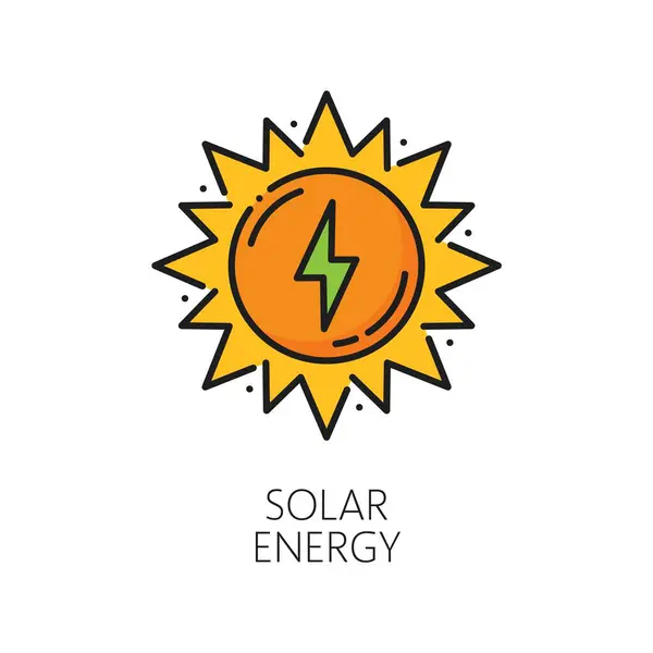 Energía Solar Limpia Icono Contorno Energía Verde Electricidad Limpia Fuente — Vector de stock
